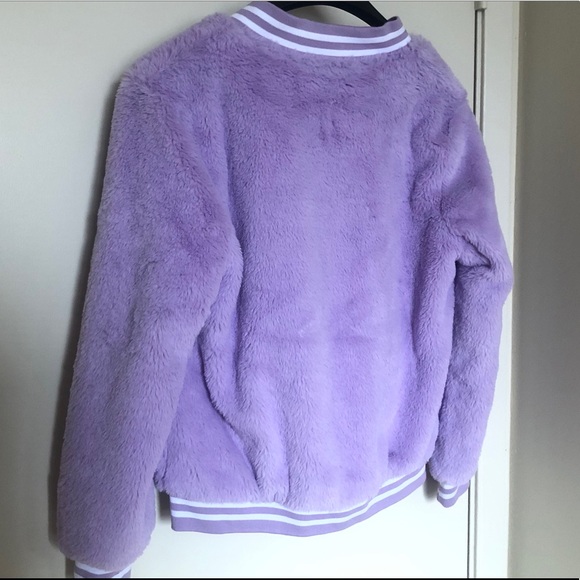 Fuzzy lavender bomber jacket - Picture 4 of 5